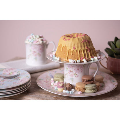 Dinerbord Ø 27 cm roze wit bloemen