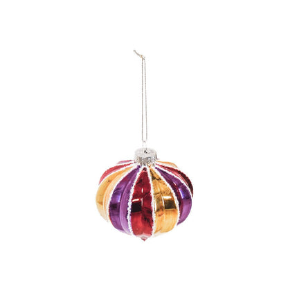 Kerstbal glas 8x8 cm meerkleurig