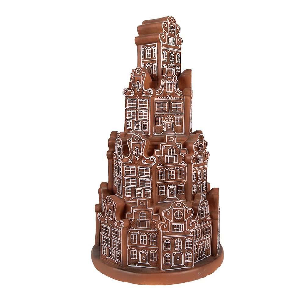 Gingerbread house with LED Ø 18x33 cm Brown Polyresin Christmas decoration