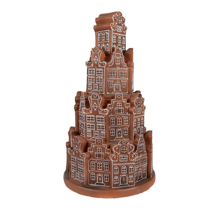 Gingerbread house with LED Ø 18x33 cm Brown Polyresin Christmas decoration