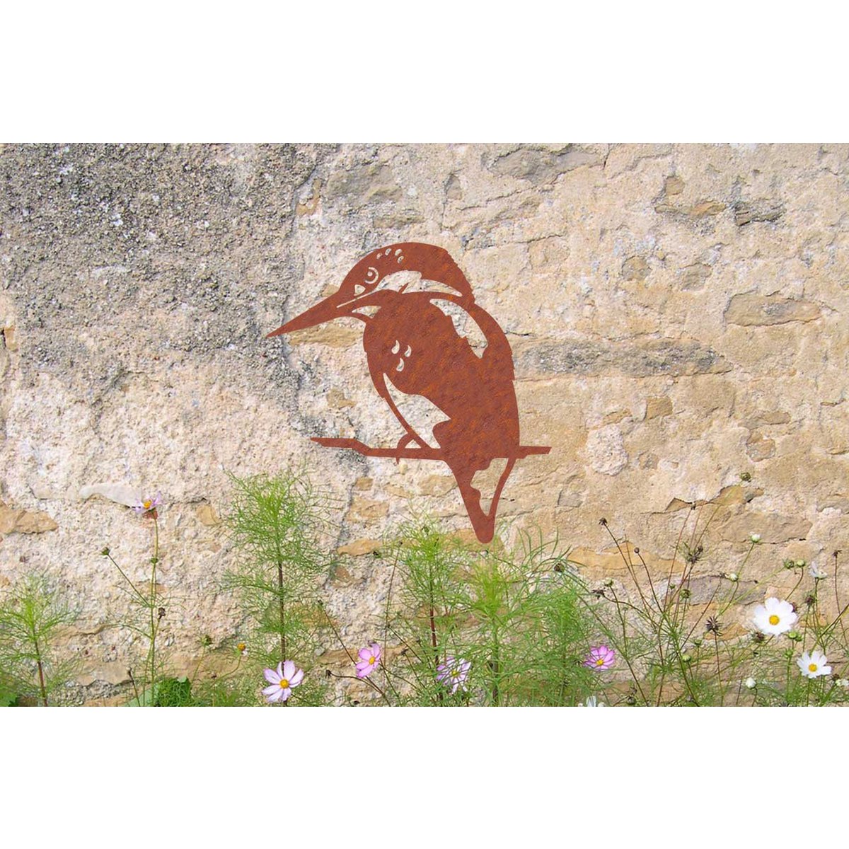 Wanddecoratie IJsvogel Roestmetaal Met Staal En Hout