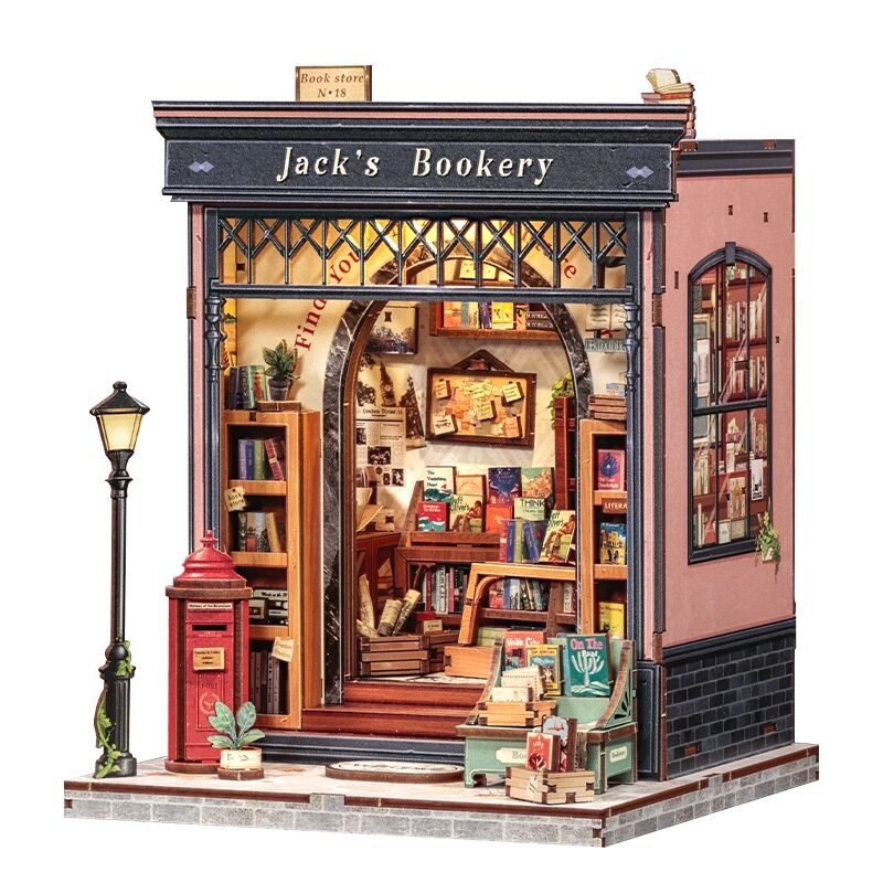 Doe-het-zelf huisje Jack's Bookery 15,8x15,8x20 cm hout