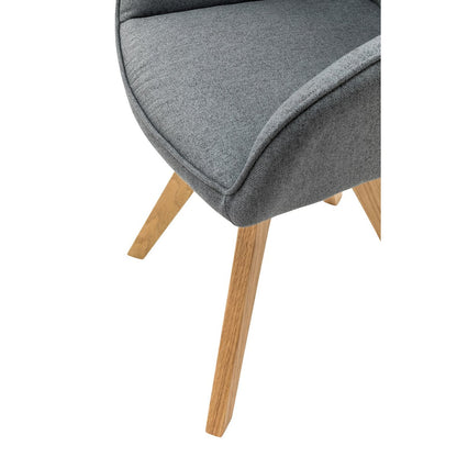Fauteuil set van 2 grijs eikenhout textiel