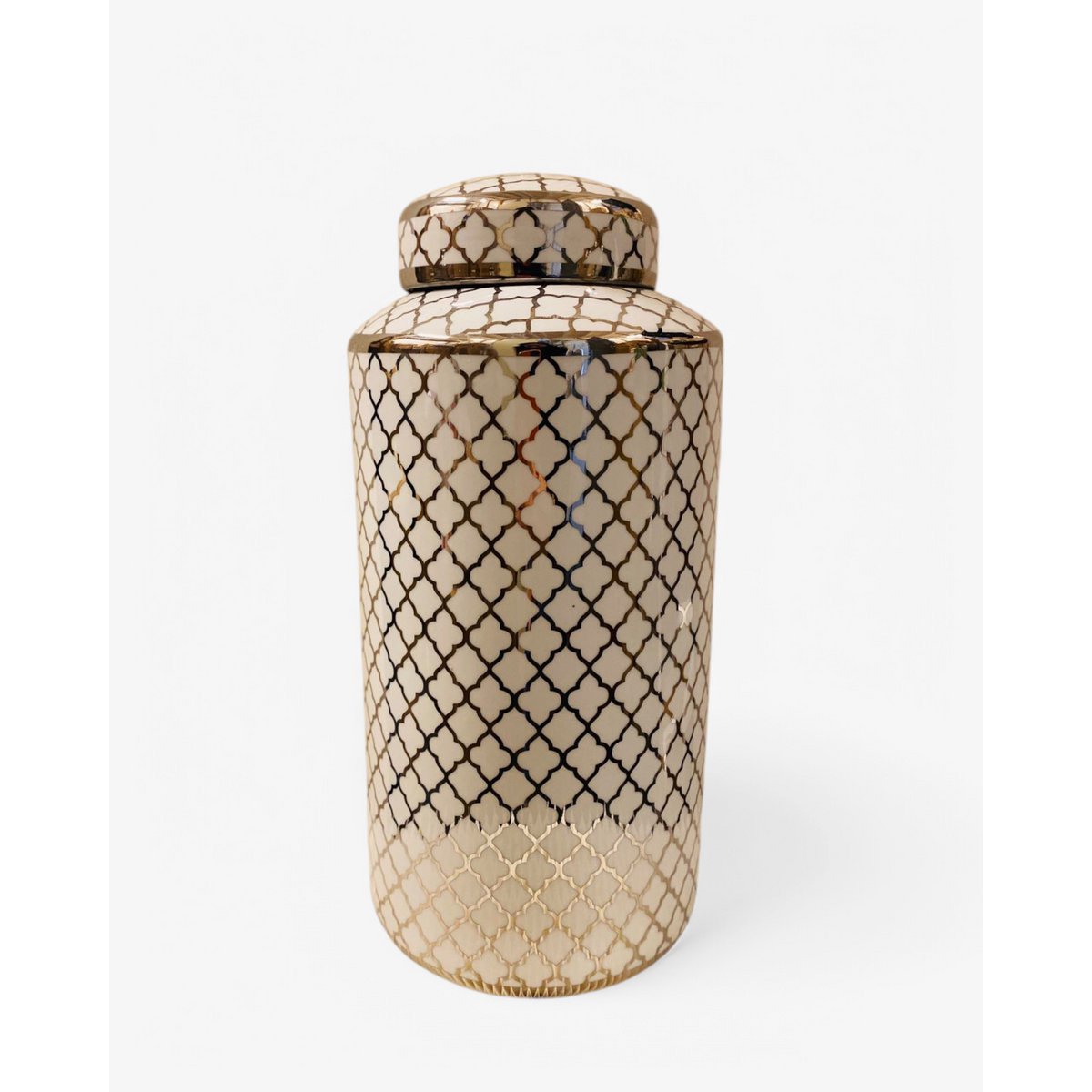 Keramische pot 35x15 cm wit zilver