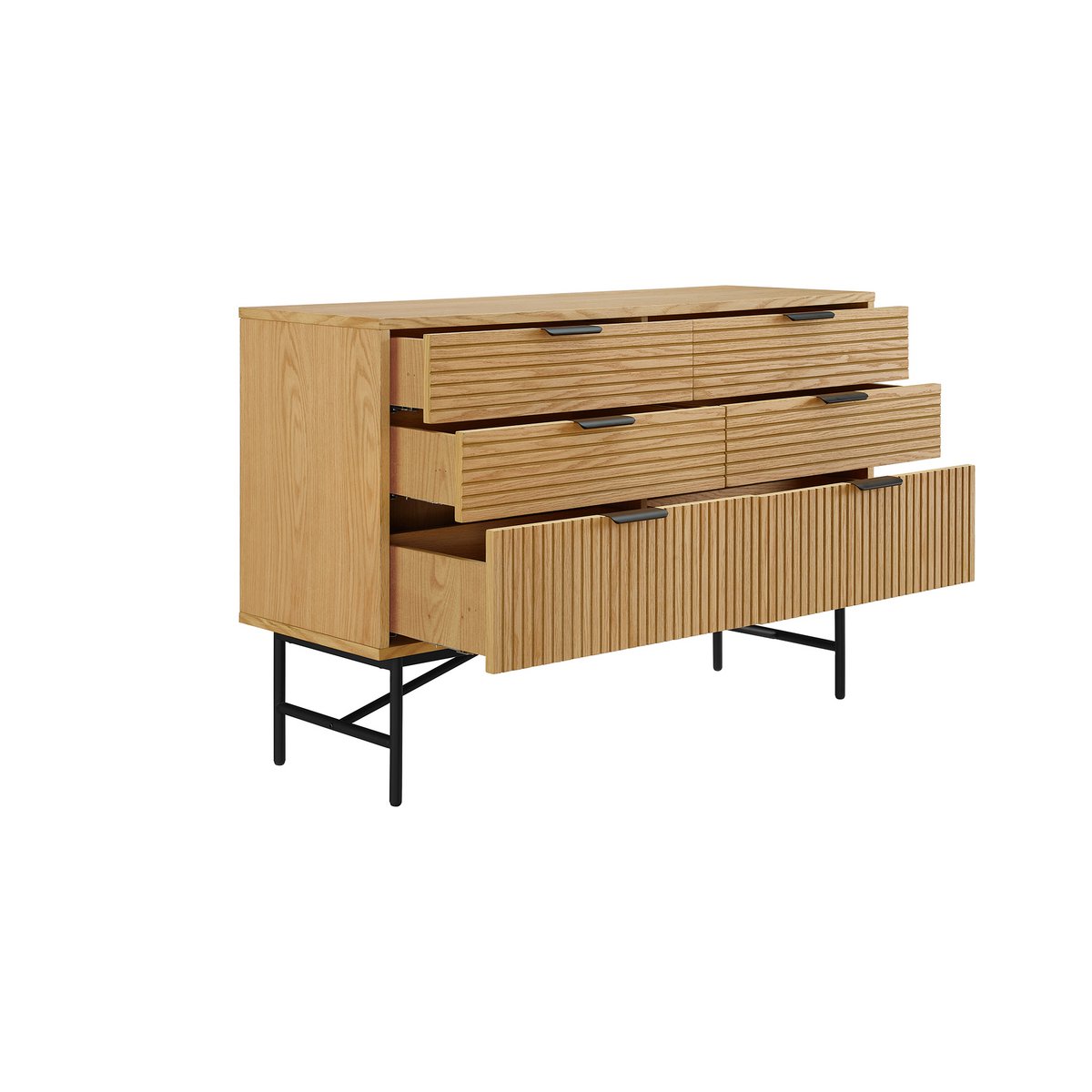Chest of drawers wide 120 cm real oak veneer