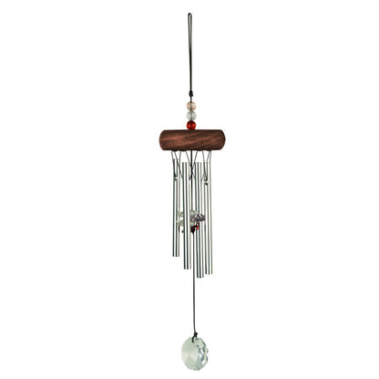 Windgong rood 27 cm hout metaal kristal