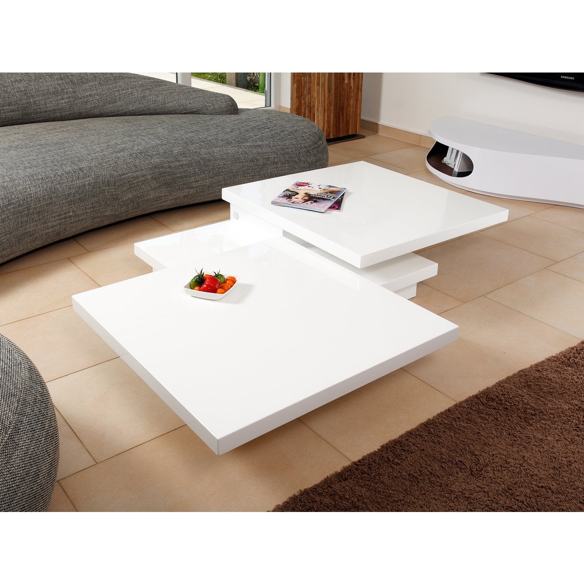 Salontafel 120x80x30 cm hoogglans wit MDF