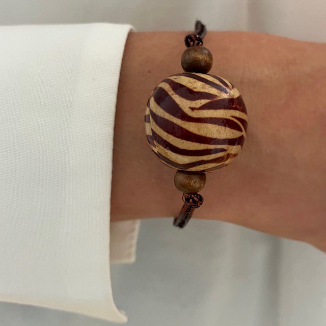 Luna Leena Armband Leopard Bruin Gerecycled Nepal Volwassen