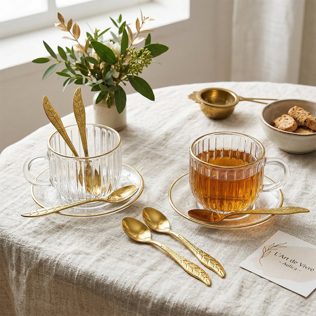 Theelepels goud metaal set van 6