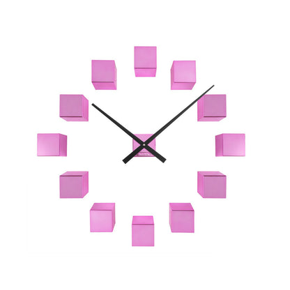 Wandklok 40 cm metallic roze plastic