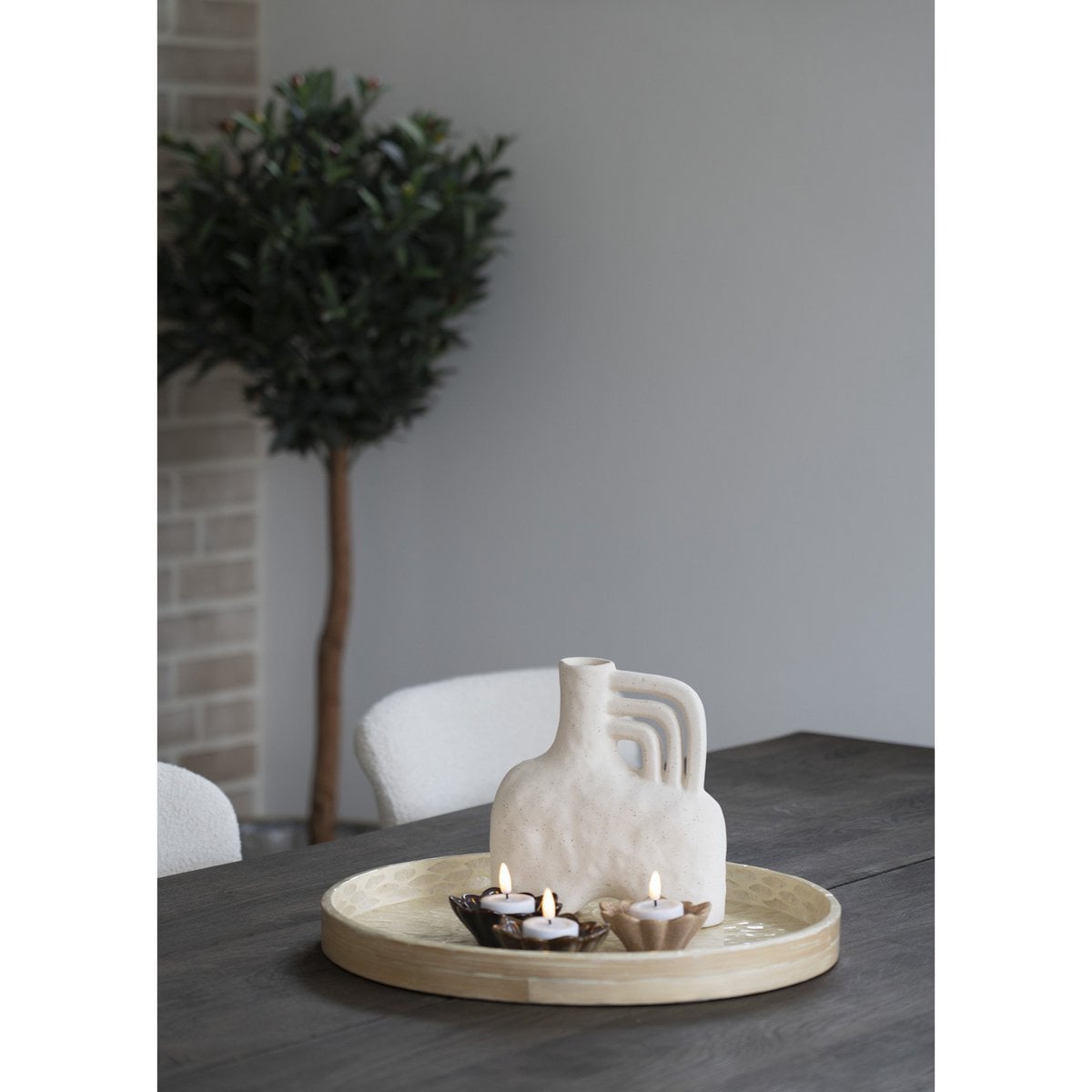 Dienblad bamboe capiz beige 40x40x3,5 cm
