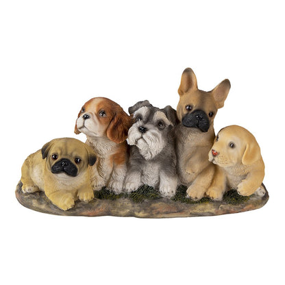 Beeld Hond 33x12x17 cm Bruin Beige Kunststof Woonaccessoires