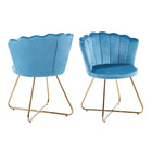 Kuipstoelen set van 2 blauw fluweel goud frame