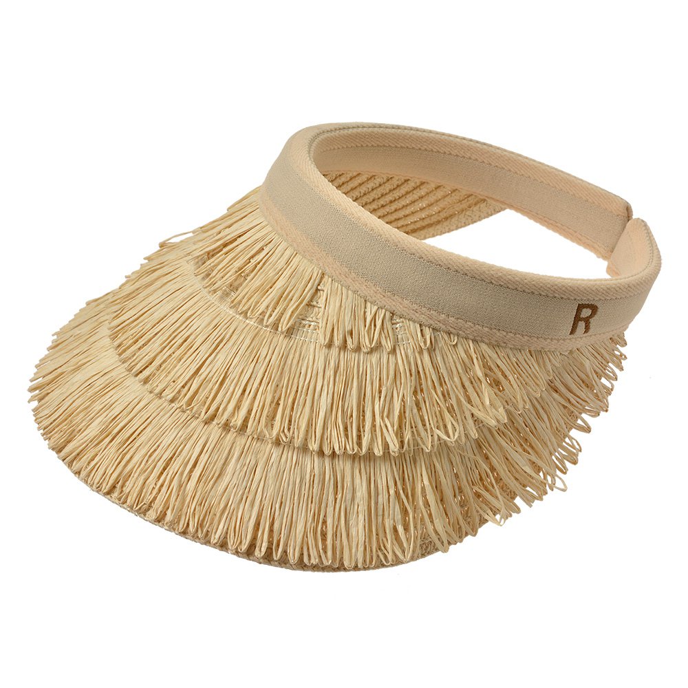 Zonneklep papierstro beige