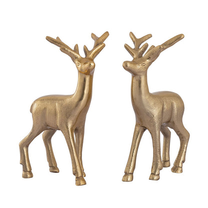 Herten figuren 2 stuks aluminium zilver 12x20x5 cm
