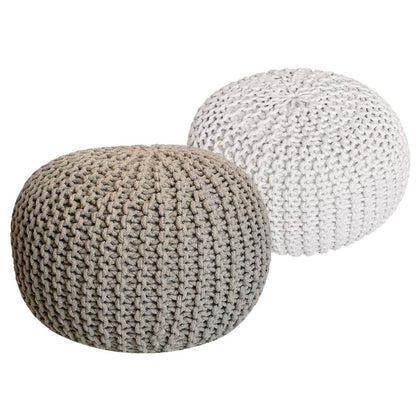 Poef set 2 stuks Ø55x37 cm grofgebreid