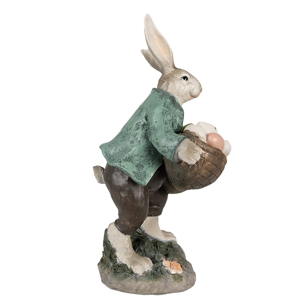 Konijnenbeeld 32 cm bruin groen polyresin