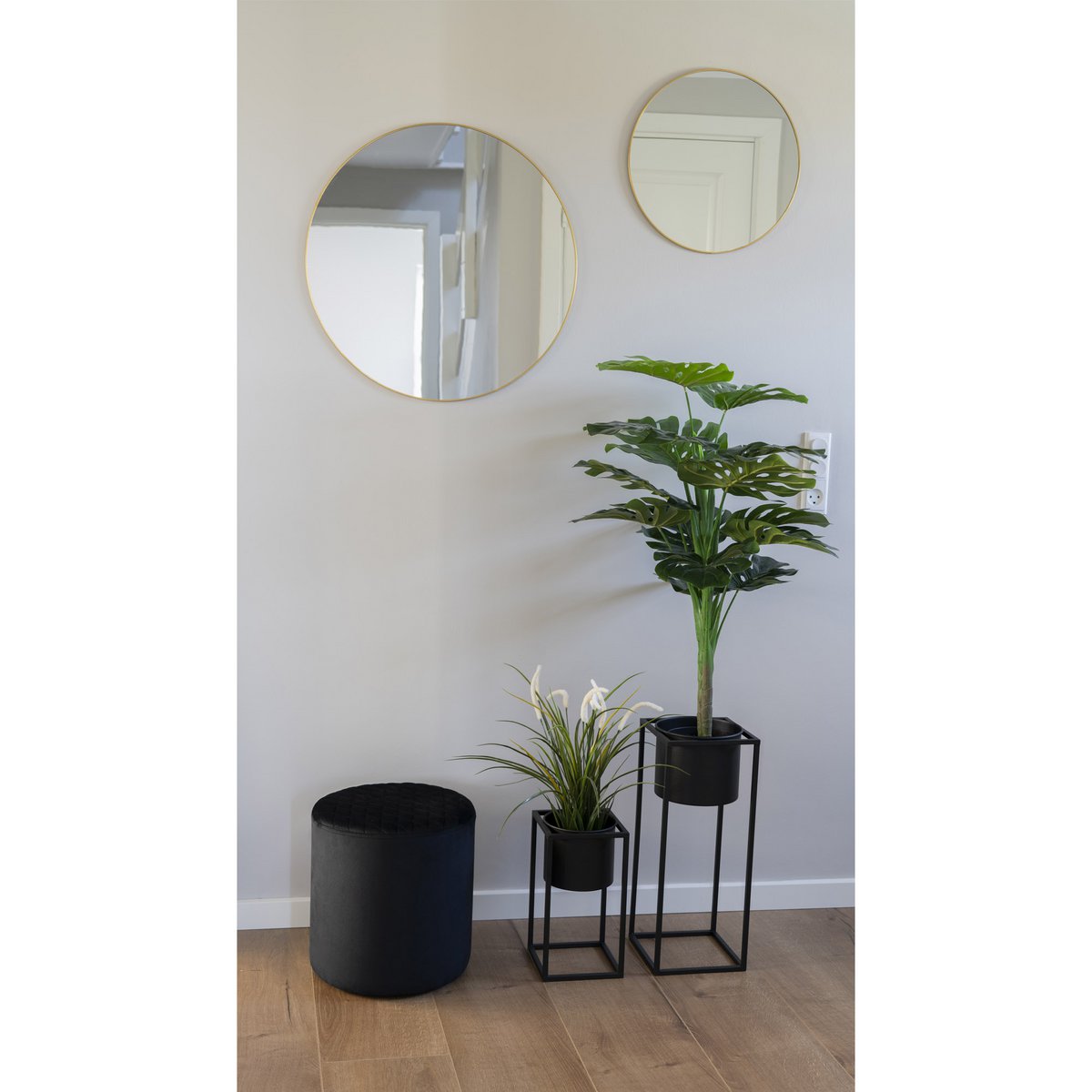 Bloempotten staal zwart set van 2