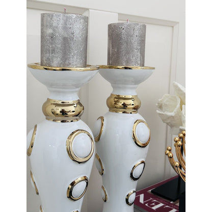 Set Van 2 Cirkelkaarshouders Wit En Goud H34 Cm B11 Cm