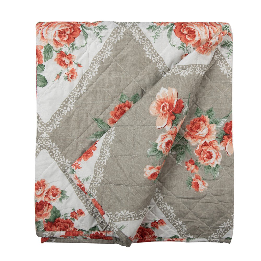 Bedsprei 140x220 cm grijs roze katoen