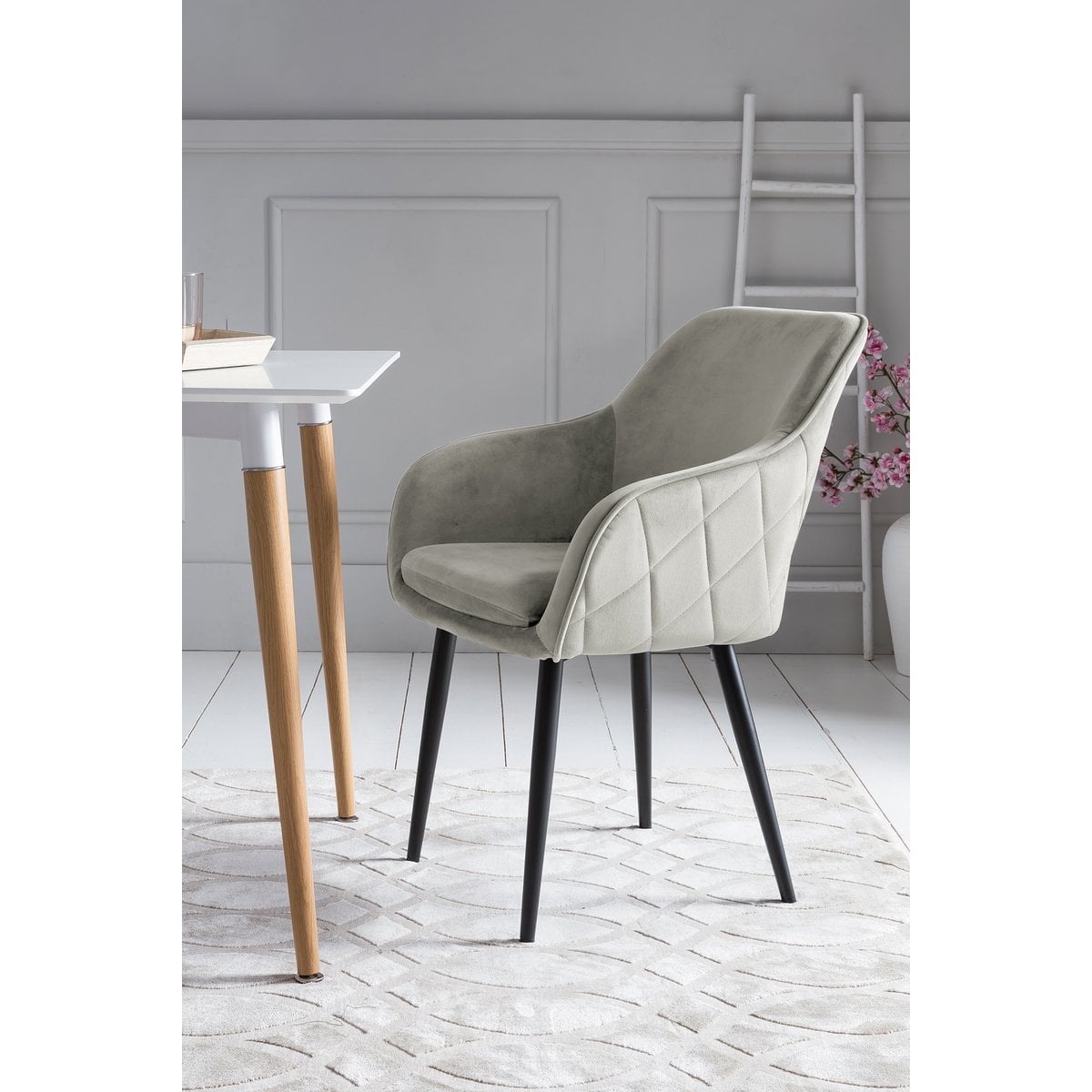 Dining chair cream velvet