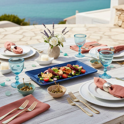 Dienblad rechthoekig blauw melamine 43,5x21x2,5 cm