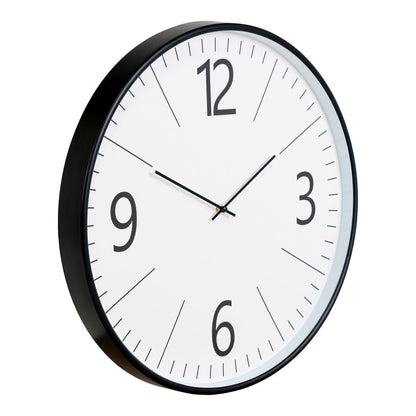 Wandklok Ø51 cm glas kunststof zwart wit