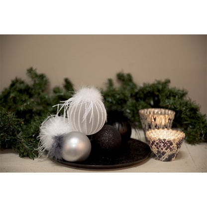 Christmas Bauble Set of 4 Ø 8 cm Silver White Glass Christmas Tree Decoration