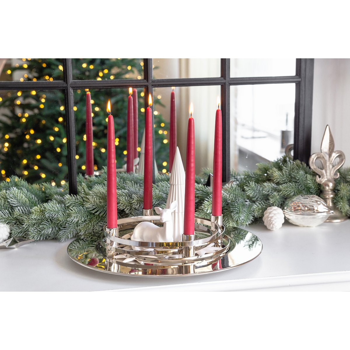 Adventskrans La Avia Ø 40 cm zilver roestvrij staal