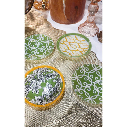 Bekers 4 stuks glas groen oranje