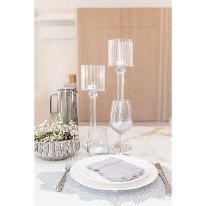 Kandelaar kristal glas 10x10x35 cm transparant