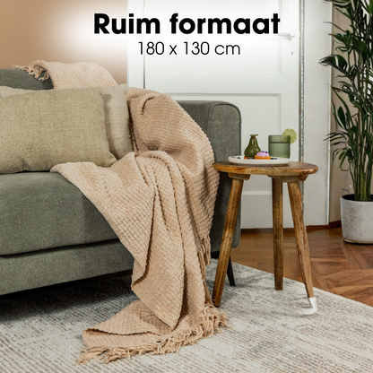 Plaid 180x130 cm polyester beige