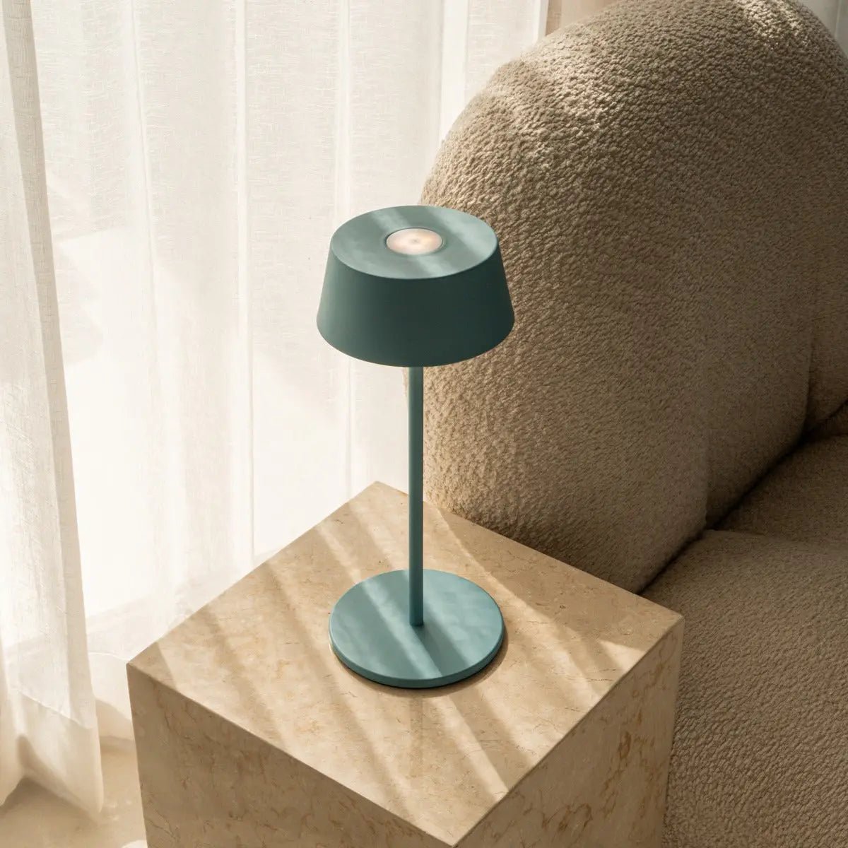 Tafellamp Hugo blauw Ø15x36 cm oplaadbaar dimbaar IP54
