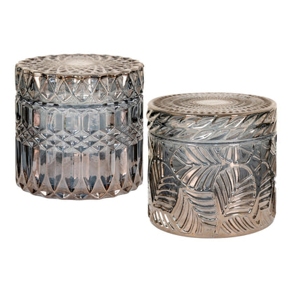 Potten glas gerookt Ø9x8,5 cm set van 2