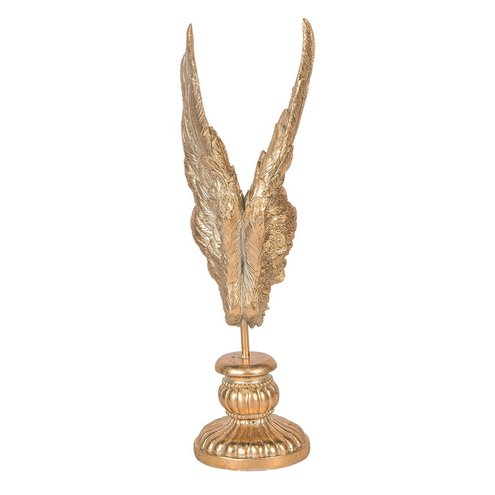 Decoration Sculpture Wings 10x10x33 cm Gold-coloured Plastic