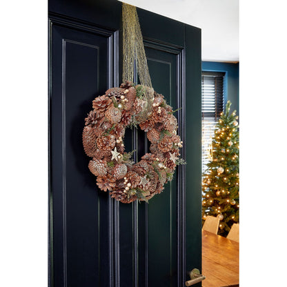 Kerstkrans 45 cm bruin dennenappels