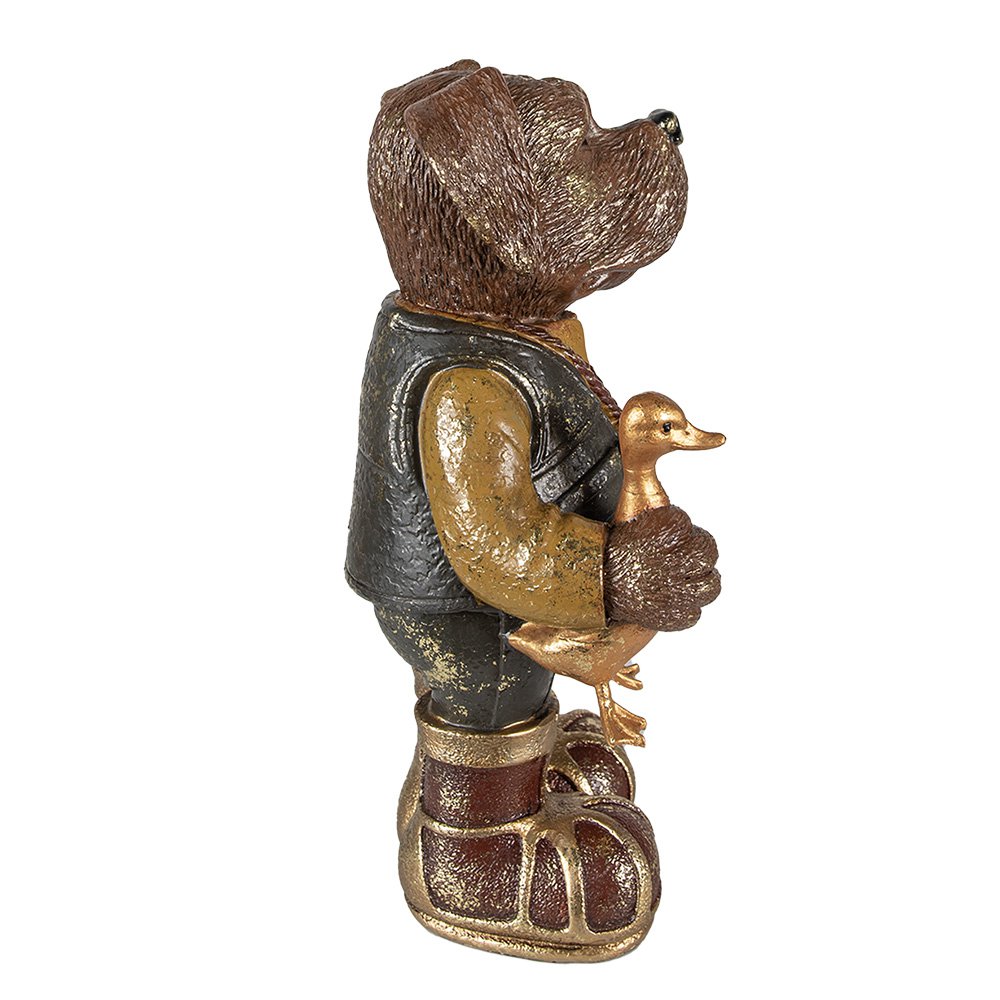 Hondenbeeld 16x14x34 cm polyresin bruin groen
