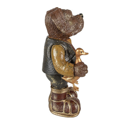 Hondenbeeld 16x14x34 cm polyresin bruin groen