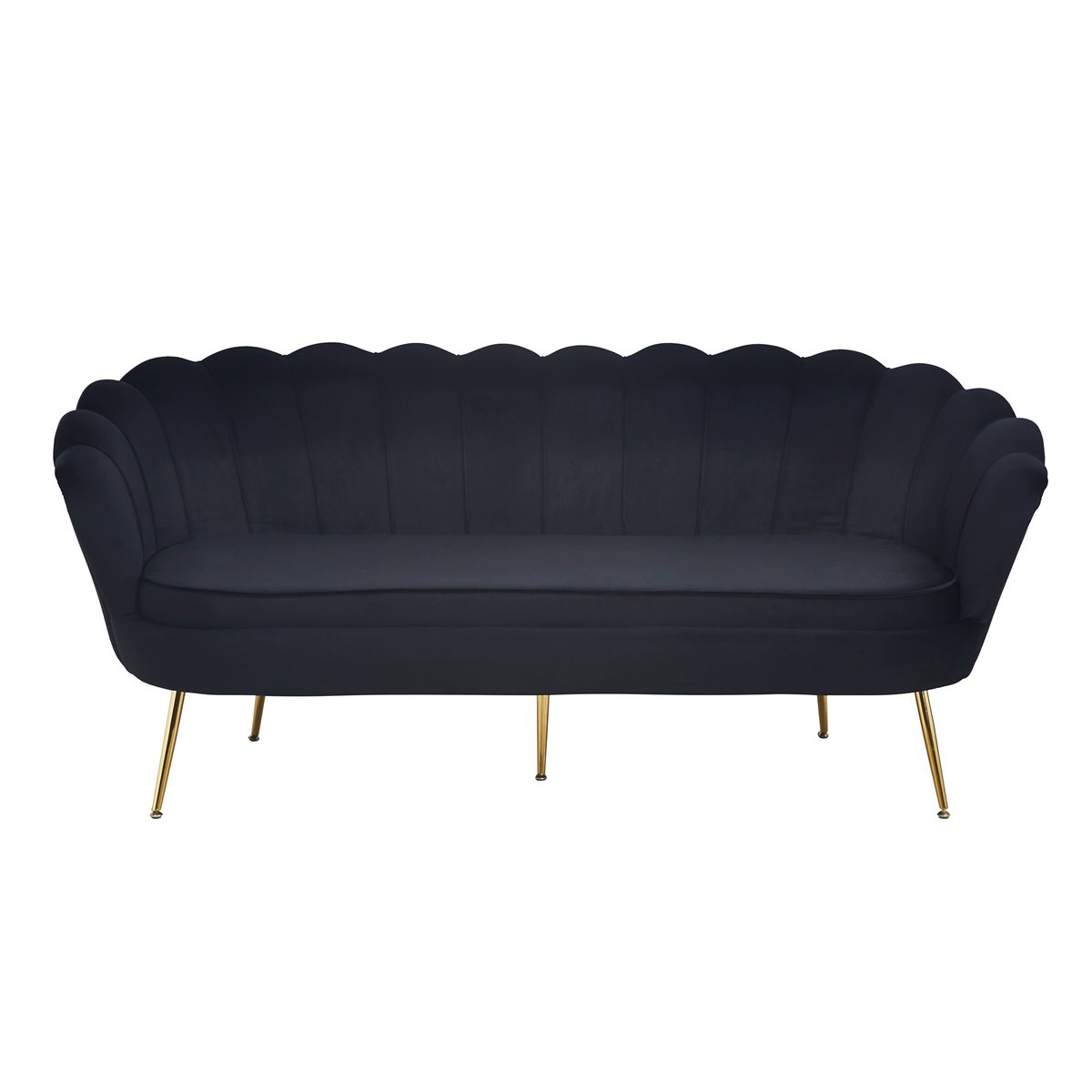 Shell 3-seater sofa in black velvet