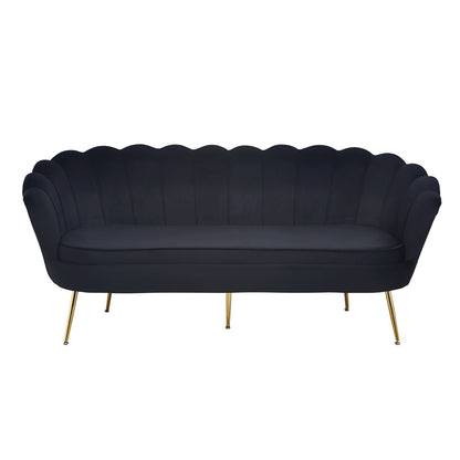 Shell 3-seater sofa in black velvet