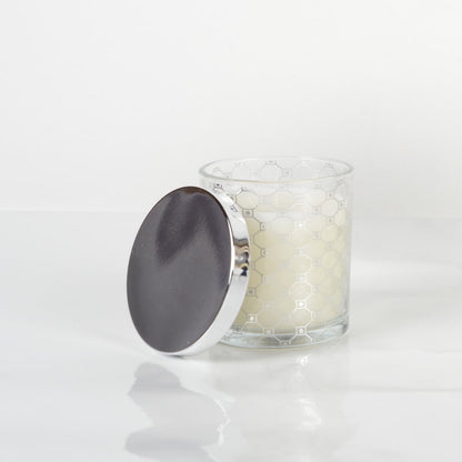Geurkaars zilver glas 7,8x8,2 cm