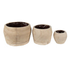 Bloempot set 3 stuks Ø24 Ø18 Ø12 cm bruin hout