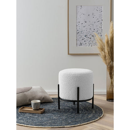 Kruk Ø35x38 cm bouclé wit