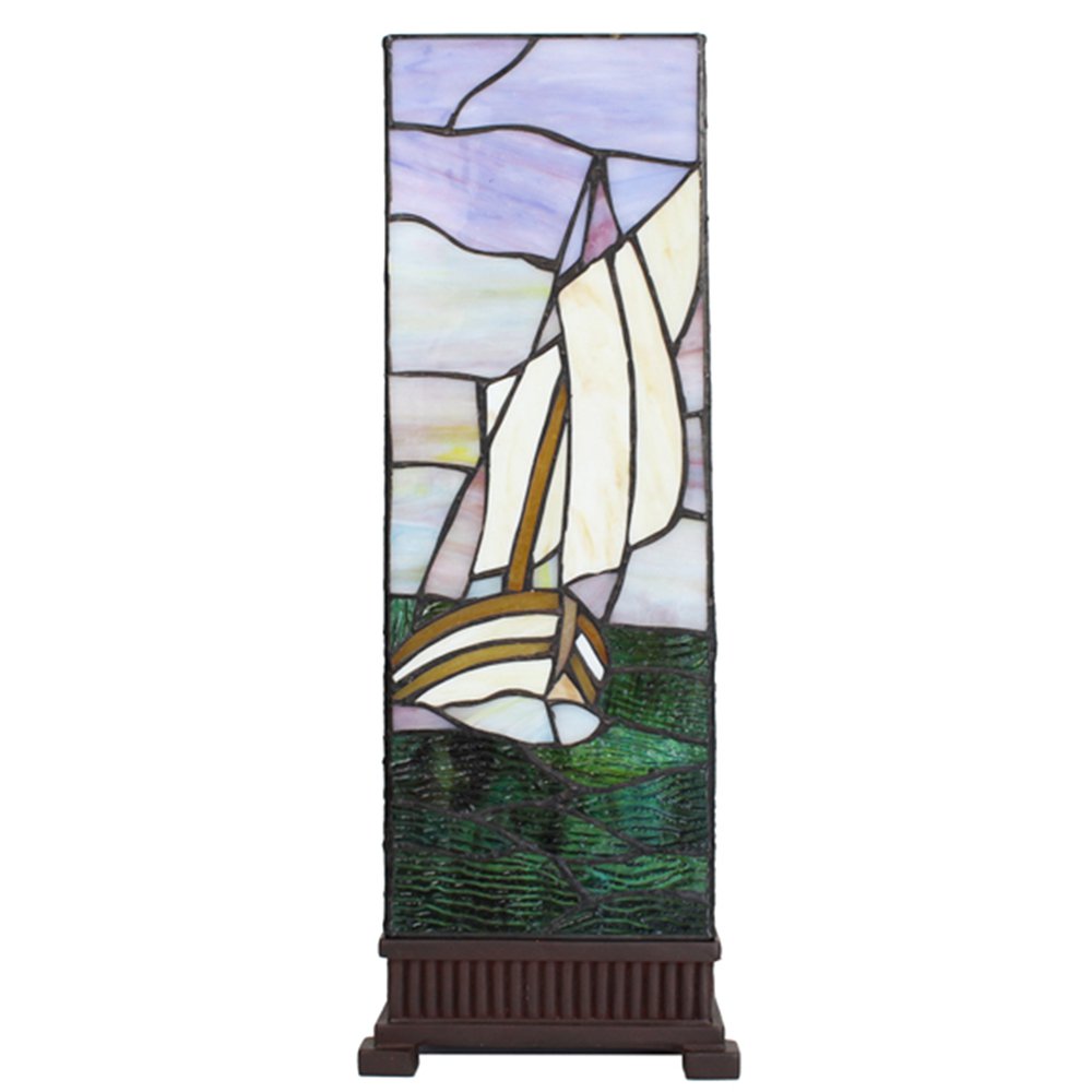 Tafellamp Tiffany 18x18x48 cm glas zeilboot