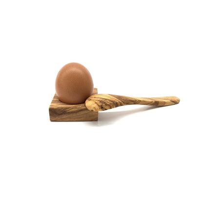 Eierhouder olijfhout met eierlepel