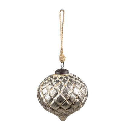 Kerstbal 12x12x12 cm glas beige