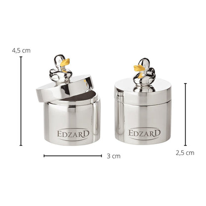 Edzard set 2 tandendoosjes eend 5 cm verzilverd