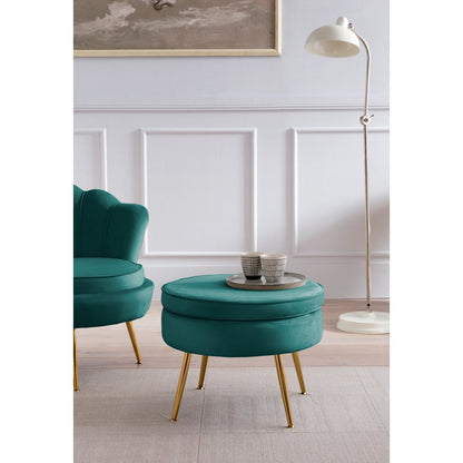 Poef rond groen fluweel