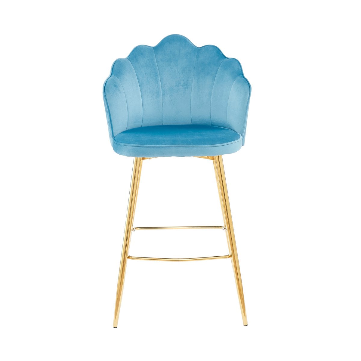 Barkrukken set van 2 blauw fluweel goud frame 68 cm