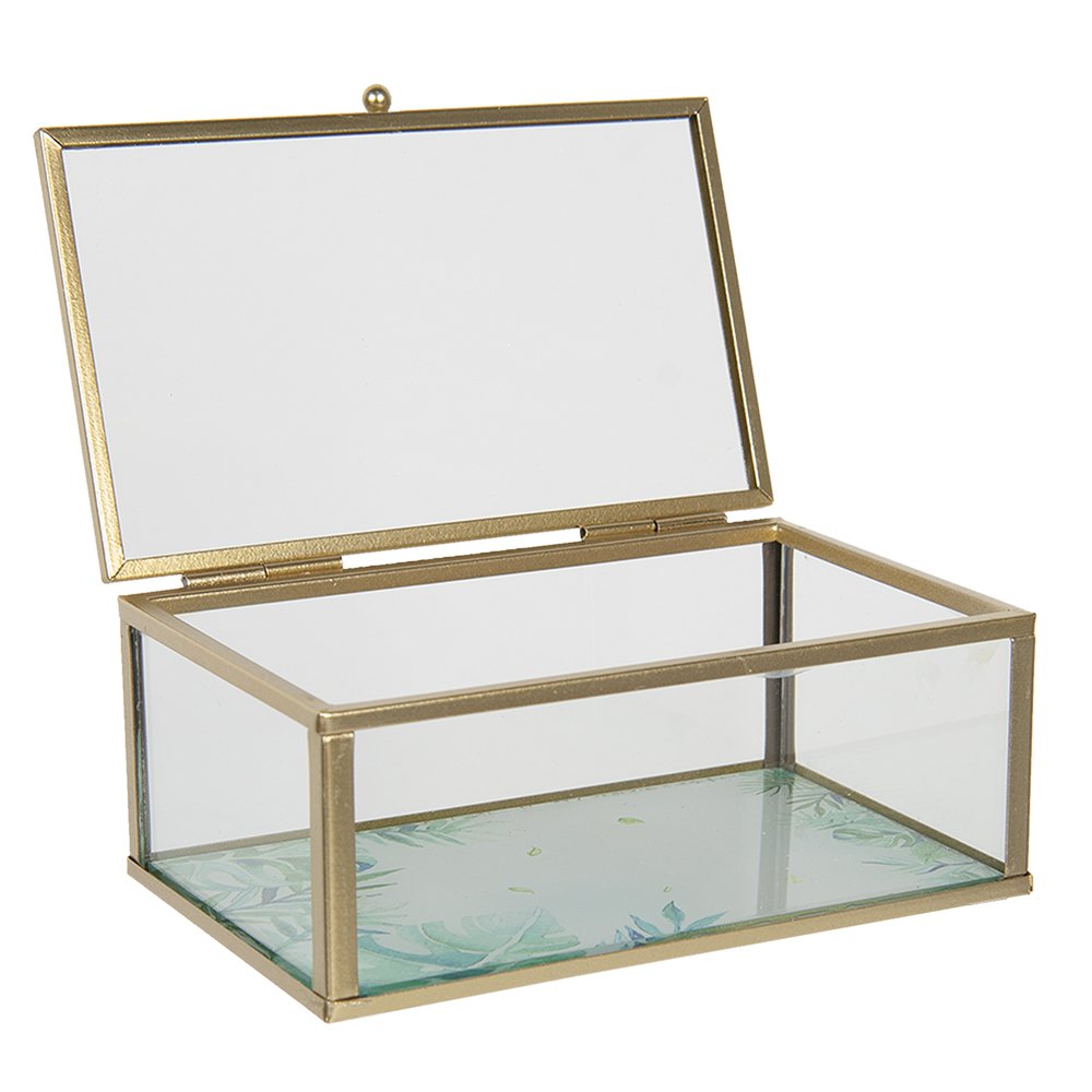 Juwelendoosje 14x8x6 cm glas metaal